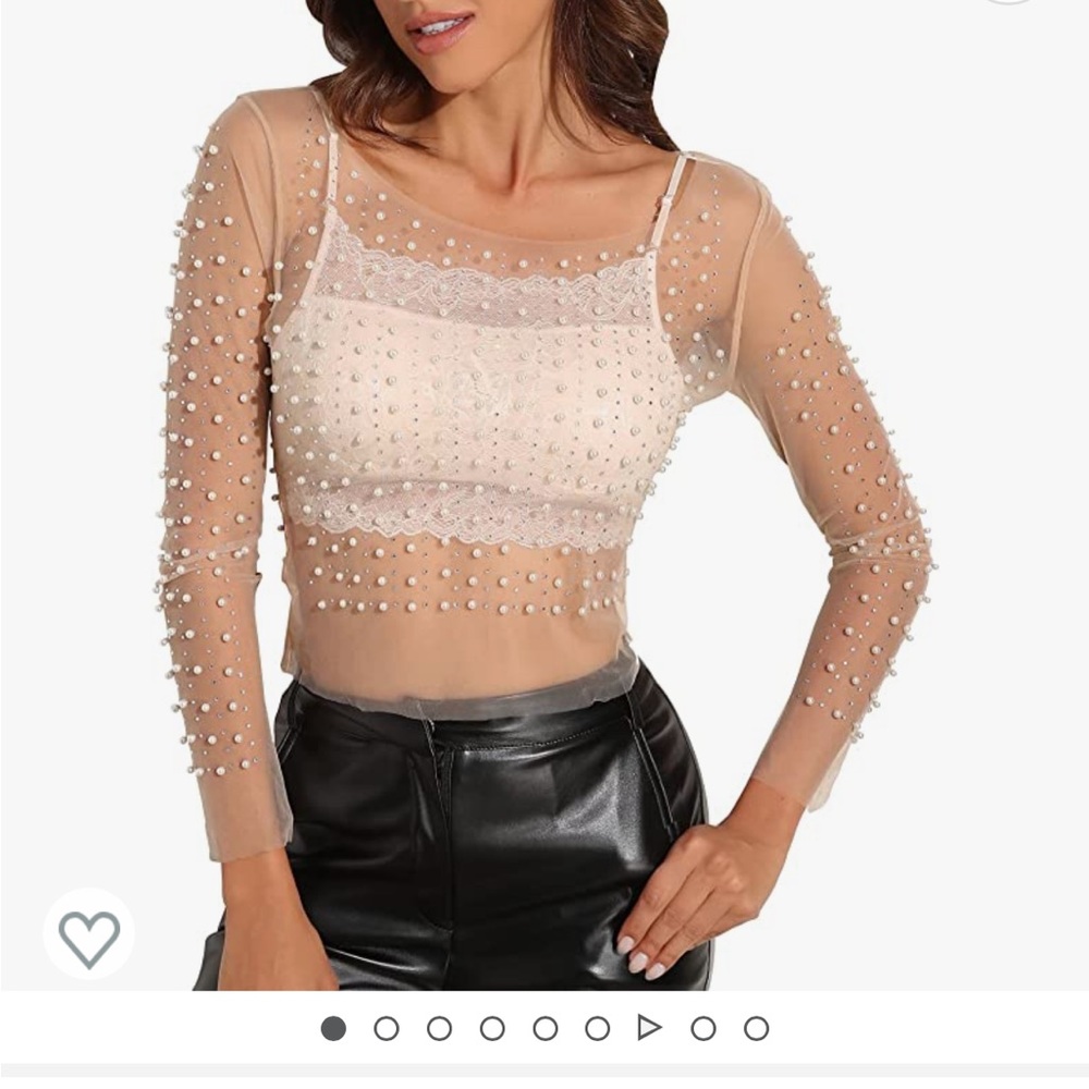 Pearl and Rhinestone Mesh Top